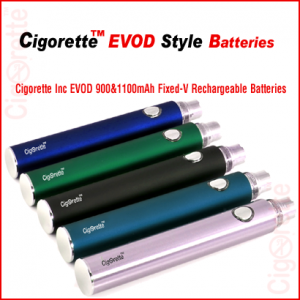 An elite Cigorette Inc EVOD style Fixed-Voltage rechargeable batteries