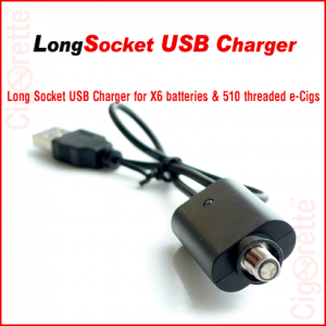 A long socket USB charger for x6 batteries & 510 threaded ecigs