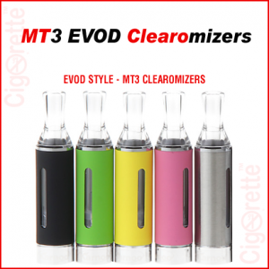 A 510 threaded MT3 EVOD bottom coil clearomizer.