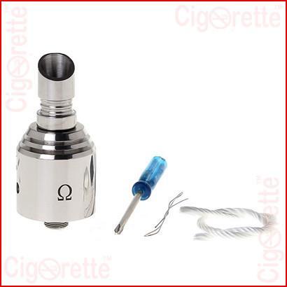 A 510 threaded Stainless Steel Omega RDA of removable drip tip muffler and three holes adjustable airflow control system