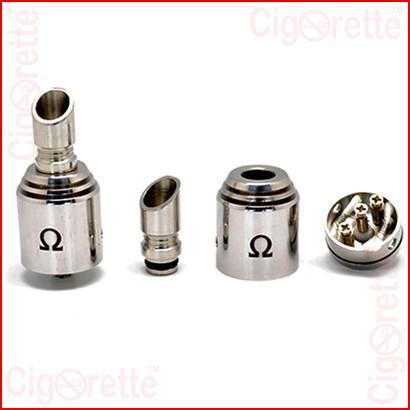 A 510 threaded Stainless Steel Omega RDA of removable drip tip muffler and three holes adjustable airflow control system