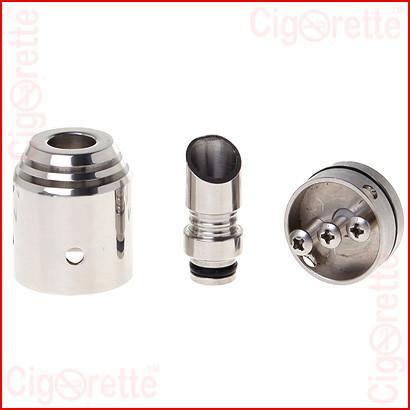 A 510 threaded Stainless Steel Omega RDA of removable drip tip muffler and three holes adjustable airflow control system