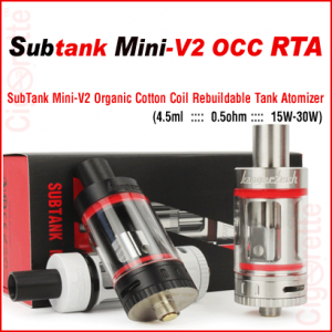 A clearomizer and RTA SubTank Mini-V2 sub-ohm OCC invention that performs as a sub-ohm dripper and offers the convenience of a large tank