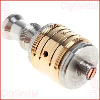 A 510 threaded Trident gold plated tri-post RDA of removable drip tip and adjustable airflow control