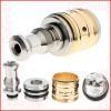 A 510 threaded Trident gold plated tri-post RDA of removable drip tip and adjustable airflow control