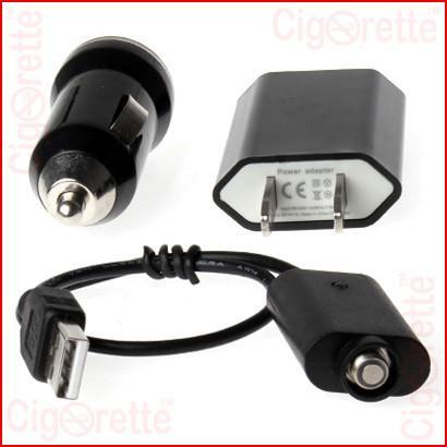 An essential set of 510 threaded charging USB cable, AC wall unit adapter, and car DC plug adapter