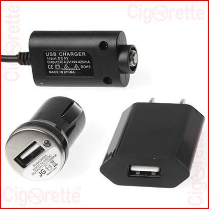An essential set of 510 threaded charging USB cable, AC wall unit adapter, and car DC plug adapter