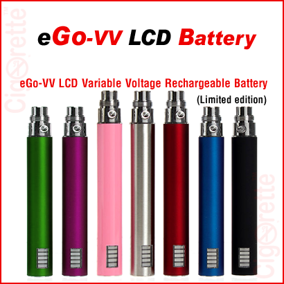 eGo-VV LCD variable voltage batteries that show remaining battery power, and control voltage output.