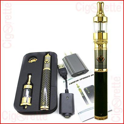 A 510 threaded Protank-3 gold clearomizer is a perfect match with Carbon Spinner-3 battery